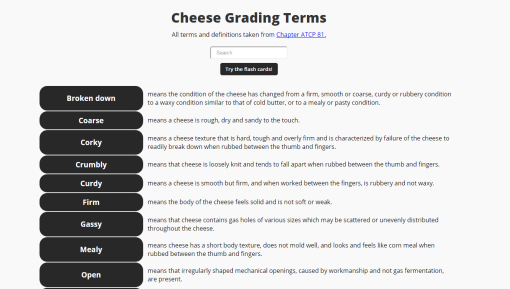 Cheese Grading Terms
